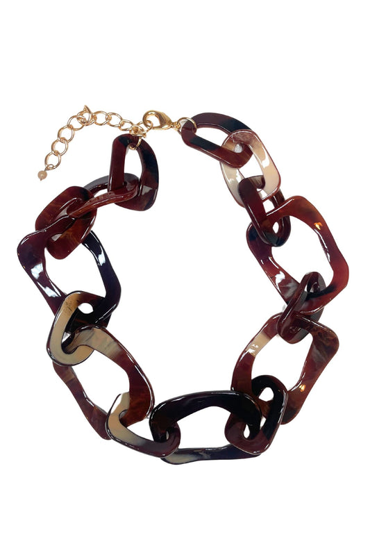 Brown Acrylic Link Necklace