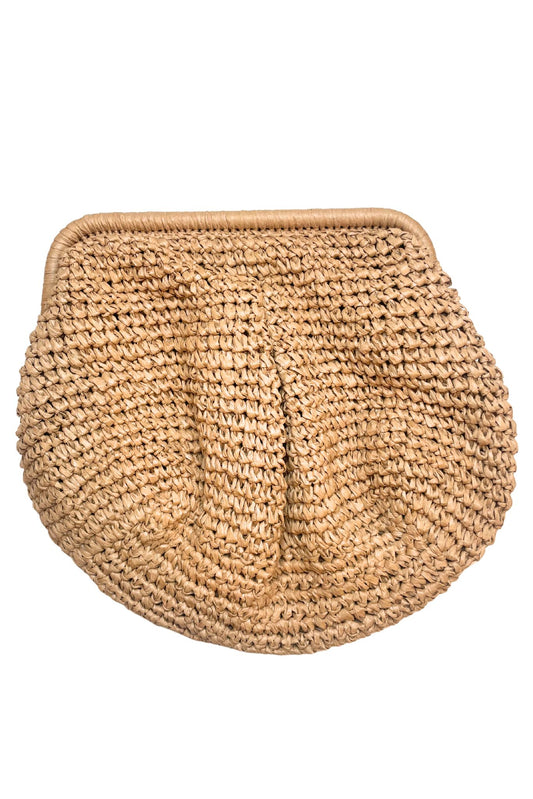 Beige Raffia Pouch Purse