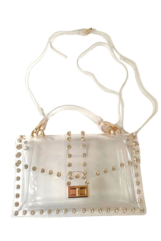 Clear Embellished Stud Purse