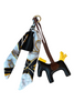 Black Faux Leather Horse Tassel Scarf Keychain Bag Charm
