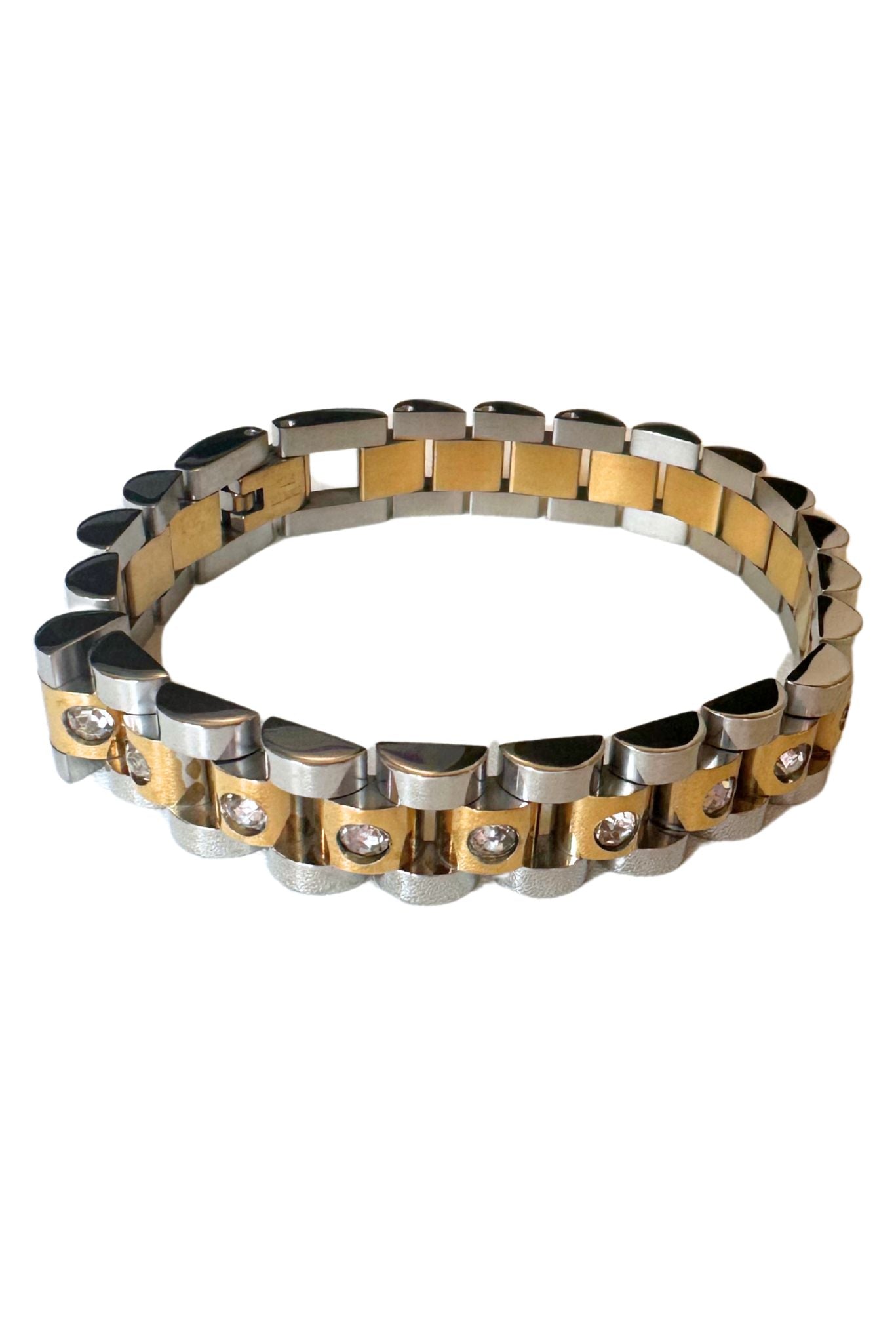 DIAMOND TWO TONED WATCH BAND BRACELET