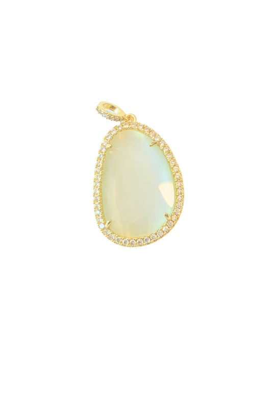Gold Rhinestone Oval Pendant Charm