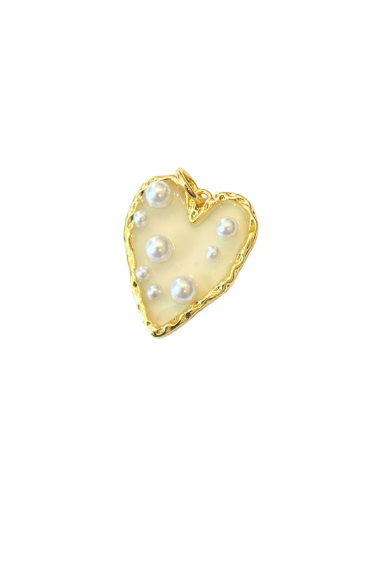 Gold Pearl Heart Pendant Charm