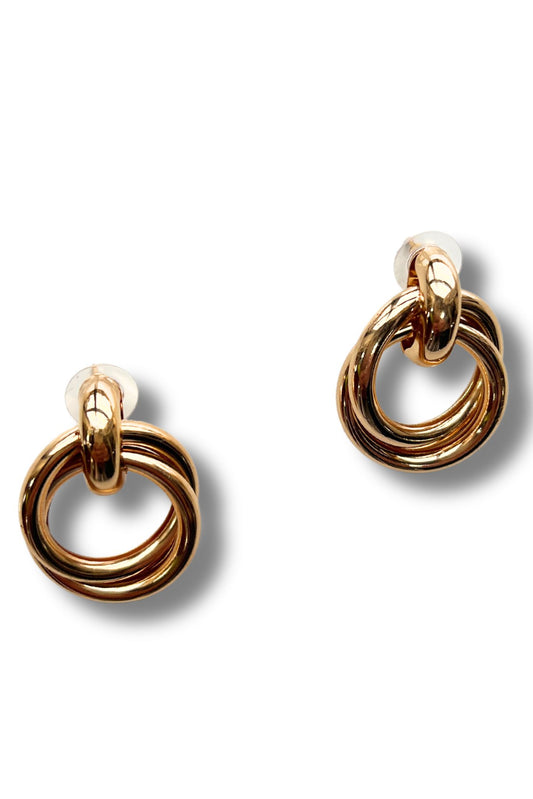 Gold Intertwined Multi Circle Earrings