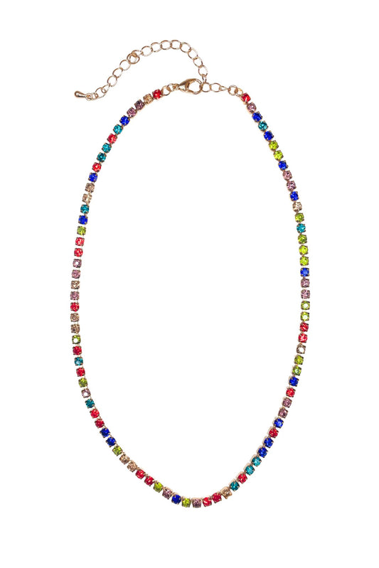 Gold Multi Rhinestone Necklace