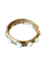 Ivory Bead Embellished Hammered Metal Stretch Bracelet