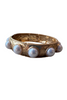 Pearl Bead Embellished Hammered Metal Stretch Bracelet