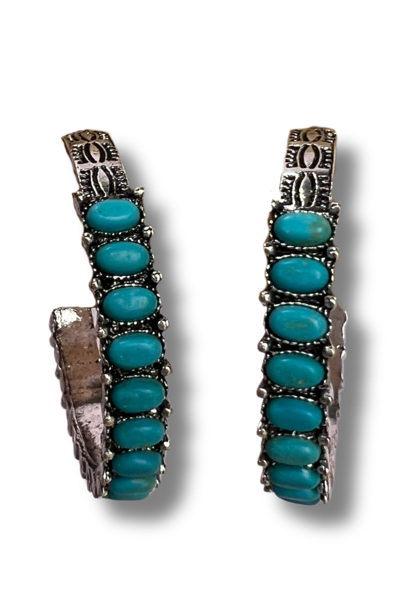 Turquoise Western Open Hoop Earrings