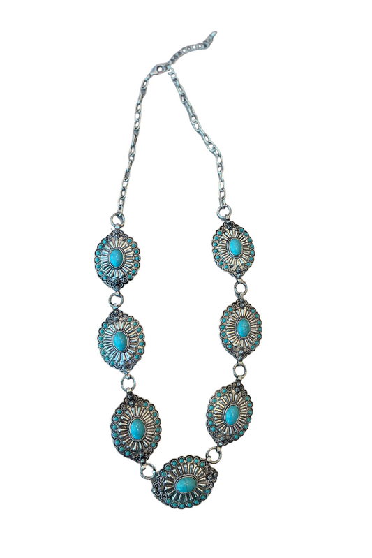 Turquoise Concho Necklace