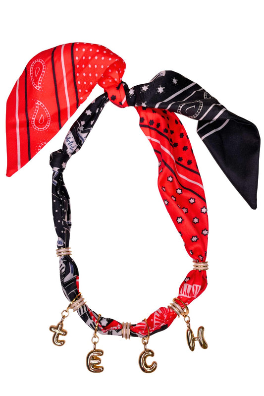 Red Tech Gameday Scarf Necklace
