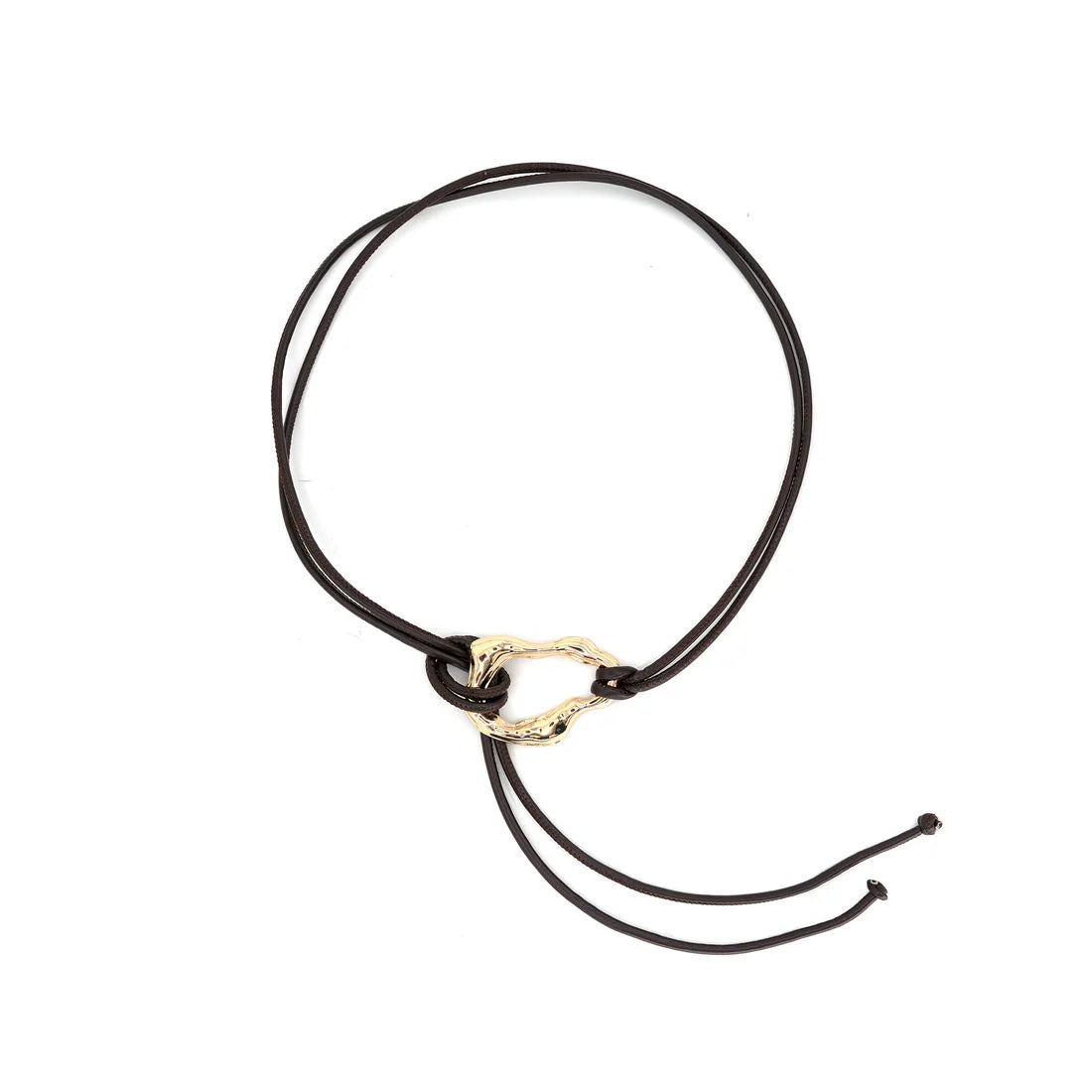 Brown Hammered Gold Ring Wrap Belt