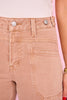 Vervet Warm Taupe High Rise Tab Waistband Cuffed Slim Wide Leg Jeans