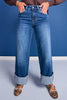 Lovervet By Vervet High Rise Cuffed Wide Leg Jeans
