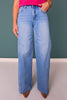 Lovervet High Rise Medium Wash Twisted Seam Wide Leg Jeans