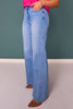 Lovervet High Rise Medium Wash Twisted Seam Wide Leg Jeans