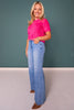 Lovervet High Rise Medium Wash Twisted Seam Wide Leg Jeans