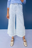 Mica Light Blue High Rise Wide Leg Capri Tie Waist Jeans