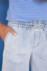 Mica Light Blue High Rise Wide Leg Capri Tie Waist Jeans