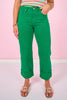 Mica Green Cuffed High Rise Wide Leg Jeans