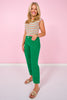 Mica Green Cuffed High Rise Wide Leg Jeans