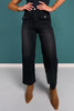 Mica Black High Rise Cropped Wide Leg Jeans with Patch Pocket