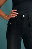 Mica Black High Rise Cropped Wide Leg Jeans with Patch Pocket