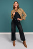 Mica Black High Rise Cropped Wide Leg Jeans with Patch Pocket