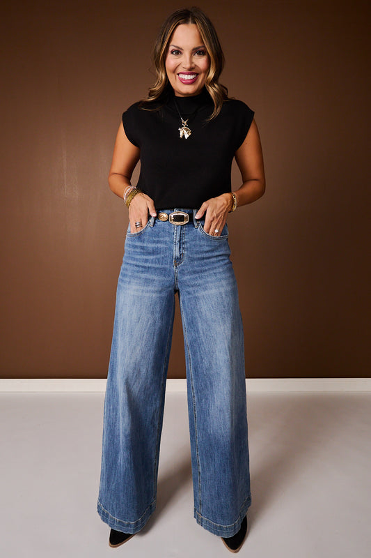 Mica Super High Wide Leg Slouchy Wash Jeans