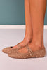 Taupe Faux Suede Studded Mary Jane Buckle Flats