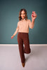 Mica Brown High Rise Wide Leg Jeans