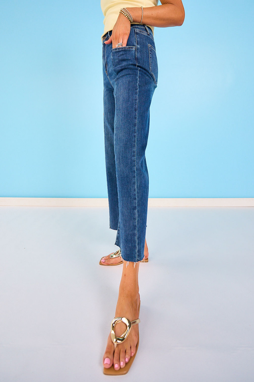 Mica Dark Super High Rise Wide Leg Ankle Cut Jeans