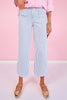 Mica Blue Striped High Rise Wide Leg Cropped Jeans