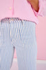 Mica Blue Striped High Rise Wide Leg Cropped Jeans