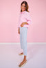 Mica Blue Striped High Rise Wide Leg Cropped Jeans