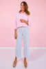 Mica Blue Striped High Rise Wide Leg Cropped Jeans