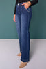 Risen High Rise Wide Leg Front Panel Hem Spilt Jeans