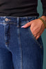 Risen High Rise Wide Leg Front Panel Hem Spilt Jeans