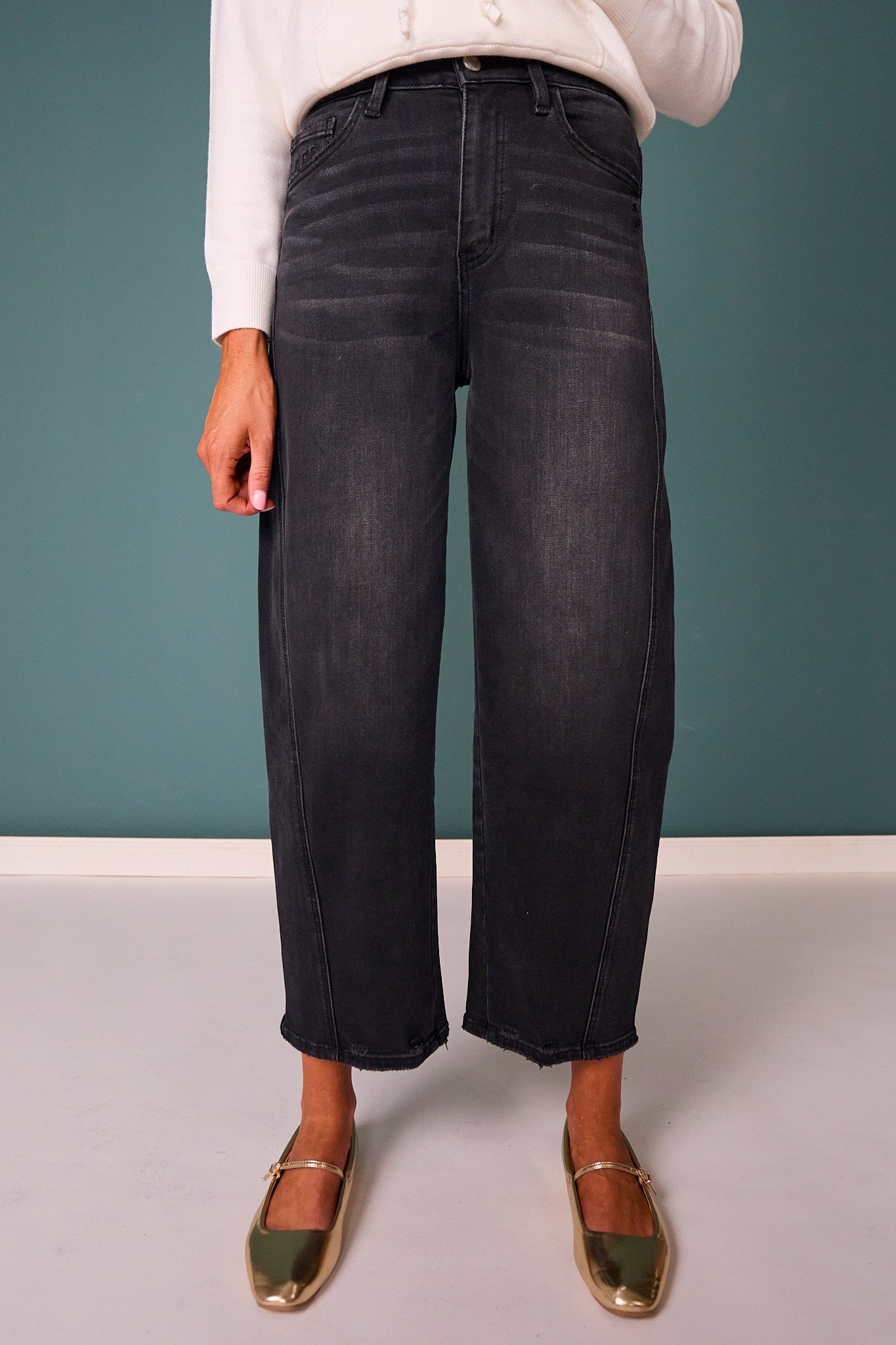 Vervet Black High Rise Barrel Jeans