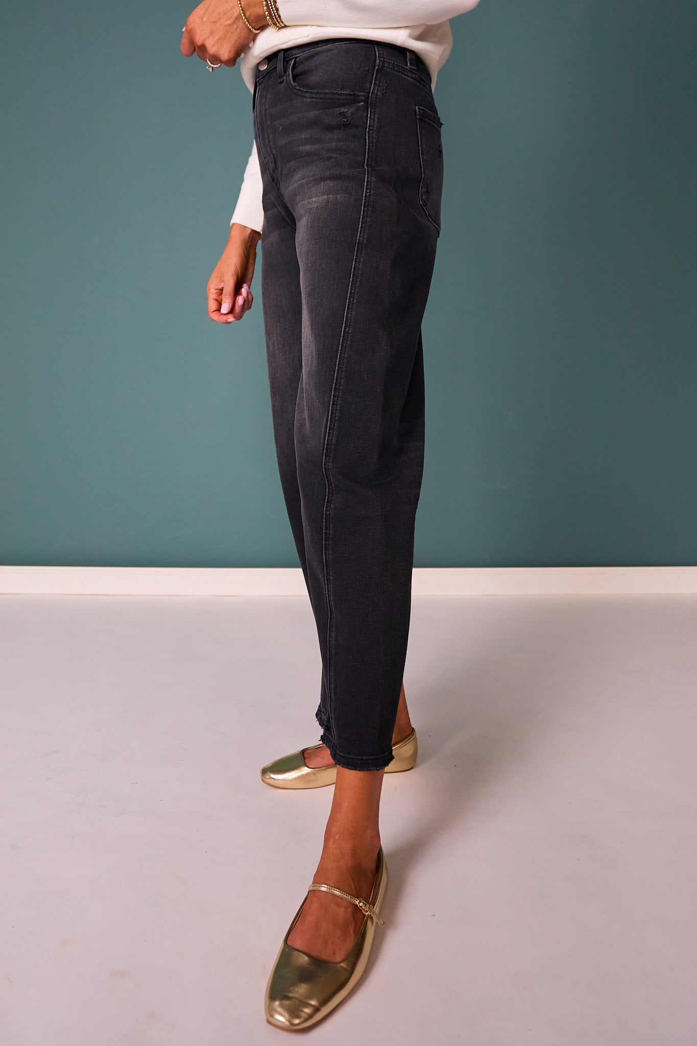 Vervet Black High Rise Barrel Jeans