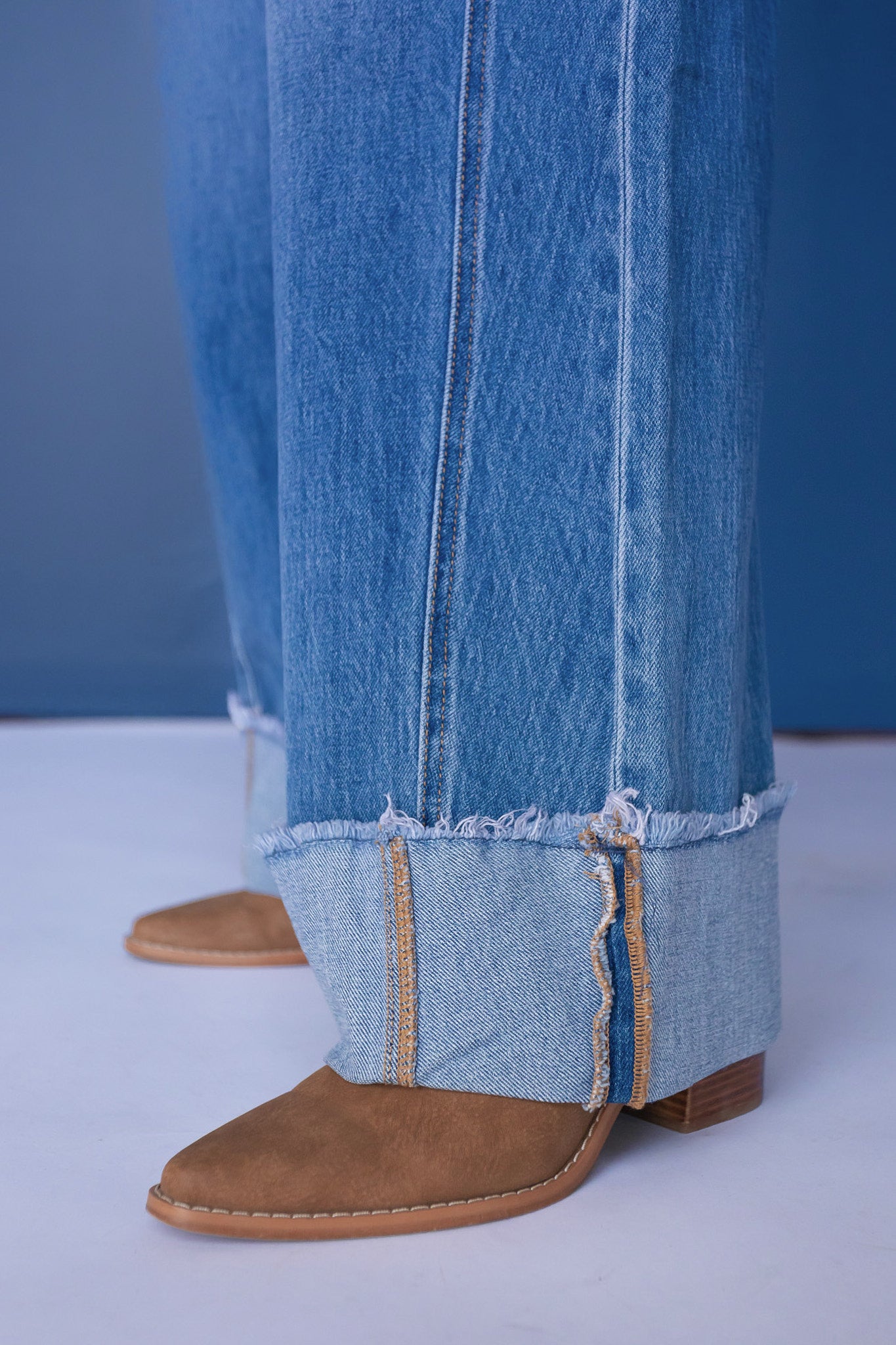 Vervet High Rise Cuffed Wide Jeans