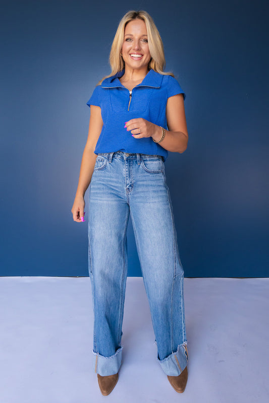 Vervet High Rise Cuffed Wide Jeans