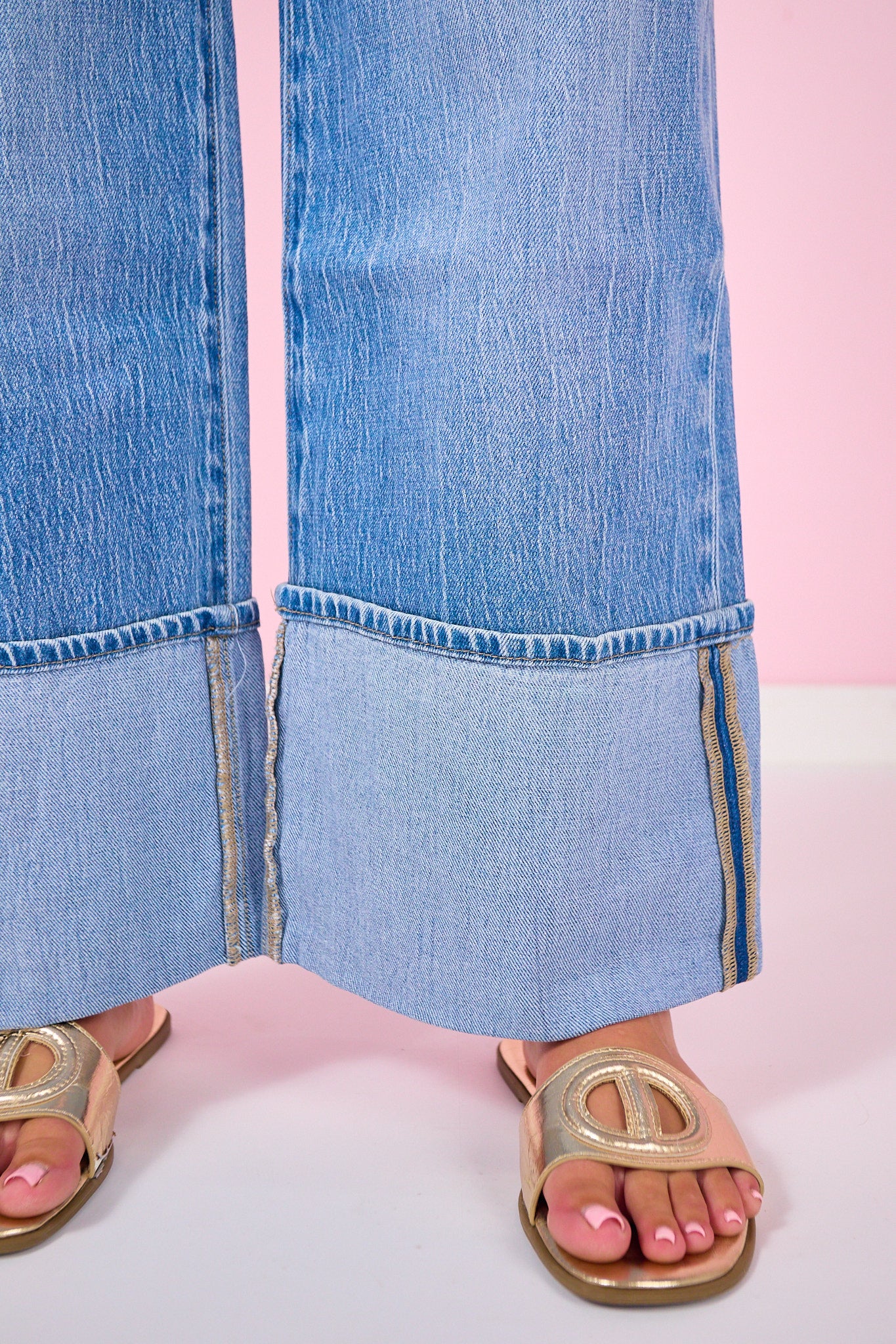 Vervet High Rise Cuffed Wide Leg Jeans