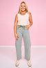 Vervet Olive Super High Rise Drawstring Wide Barrel Jeans