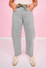 Vervet Olive Super High Rise Drawstring Wide Barrel Jeans