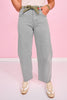 Vervet Olive Super High Rise Drawstring Wide Barrel Jeans