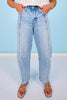 Vervet High Rise Stud Embellished Panel Barrel Jeans