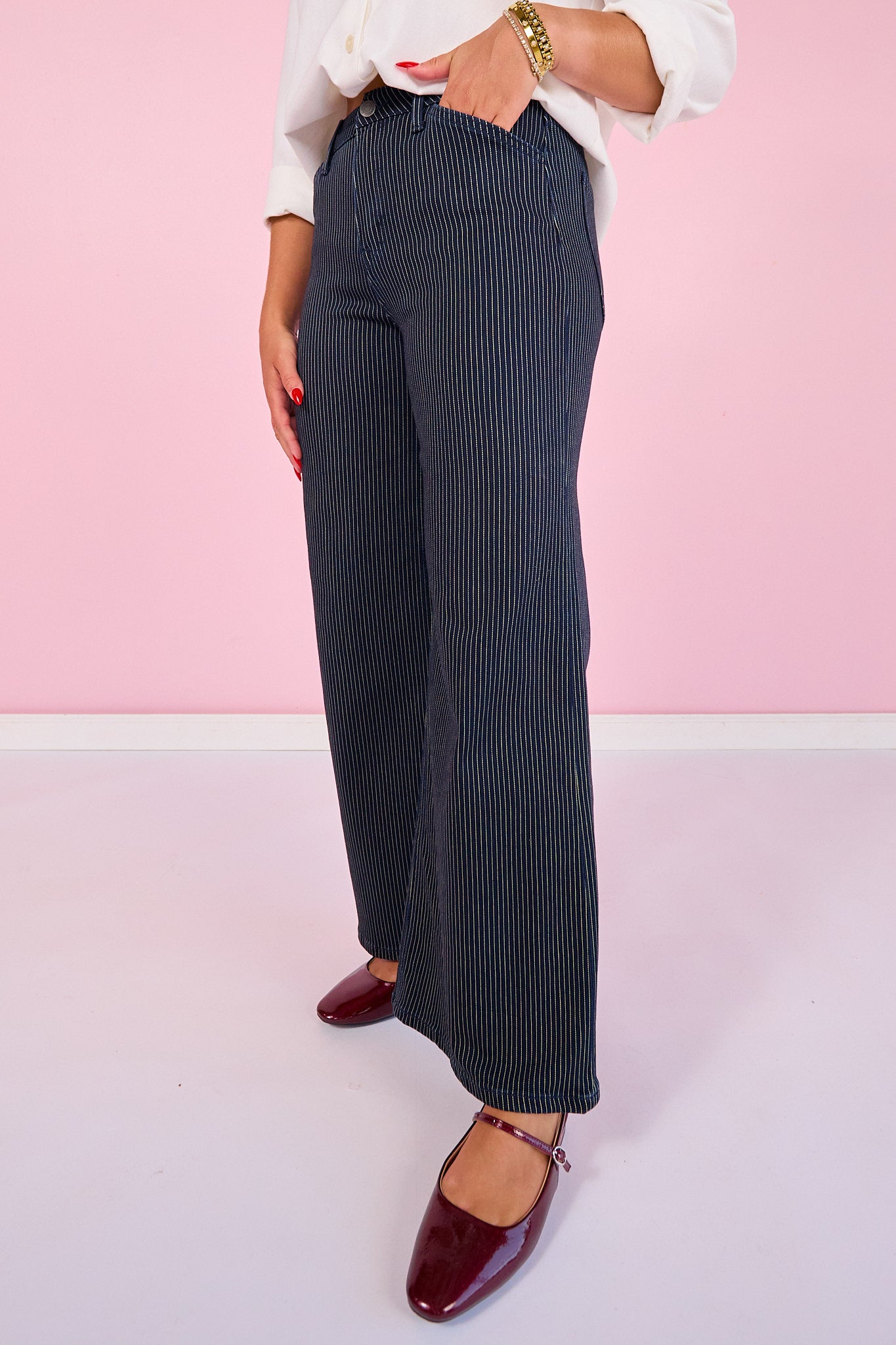 Vervet High Rise Striped Extreme Wide Leg Jeans