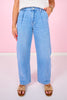 Vervet High Rise Pleated Tab Waistband Jeans