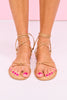 Tan Wrap Around Ankle Strap Sandals
