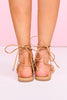 Tan Wrap Around Ankle Strap Sandals